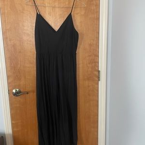 Black spaghetti strap wide-leg romper